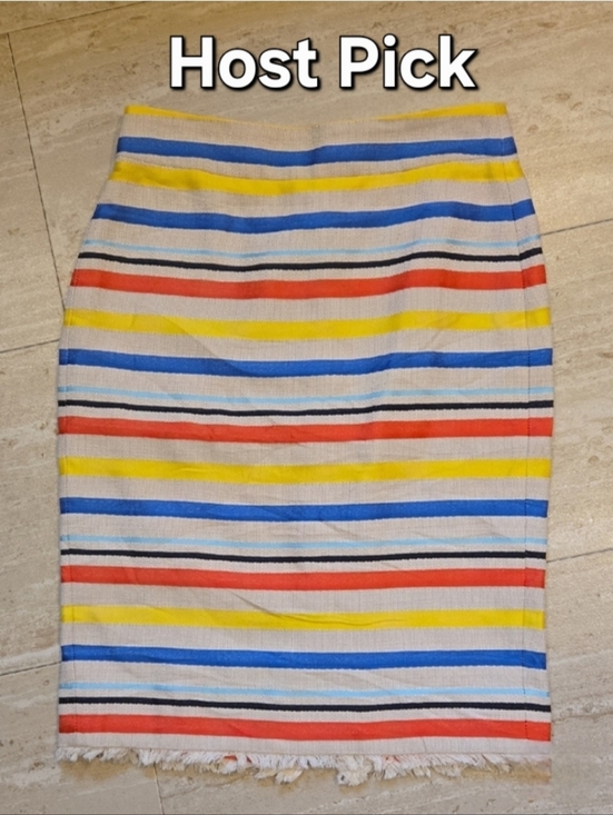 J. Crew Dresses & Skirts - J. Crew Multi-Colored Striped Fringed Hem  Pencil Skirt